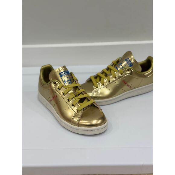 Adidas Originals Stan Smith Kids Size 3.5 Gold Metallic Athletic Shoes Sneakers - Picture 4 of 12